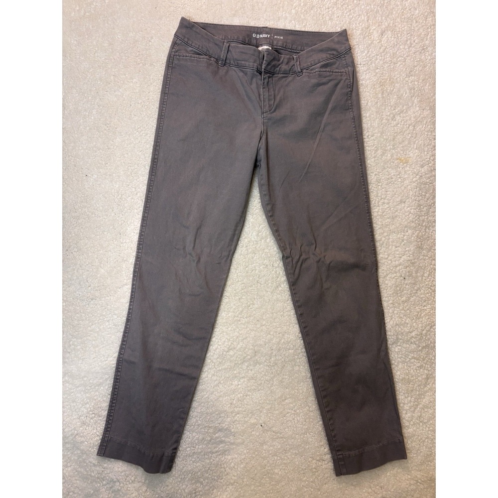 Old Navy Pixie Pants Womens 2 Gray  Mid Rise Slim Straight Leg Chino